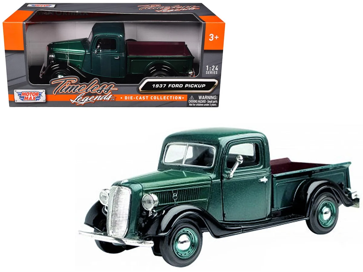MOTORMAX MOTORMAX 1937 Ford Pickup Truck Green Black 1/24 Diecast Vehicle — product photo