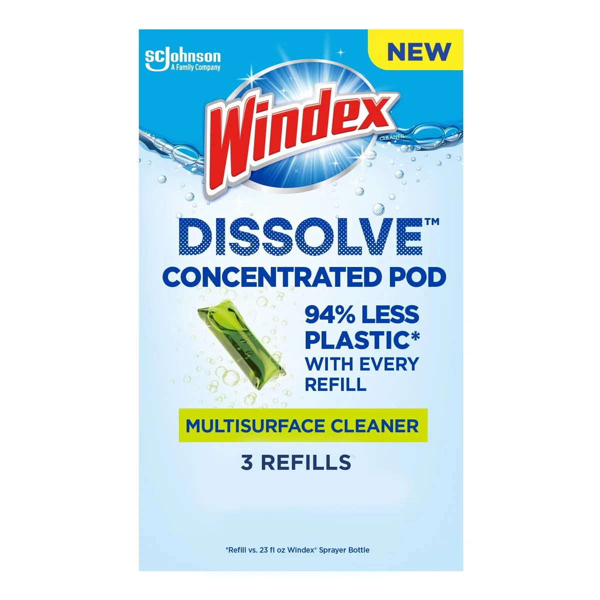 No Sew No Sew 344600 Windex Dissolve Concentrated Pods Multisurface Cleaner 3 x 0.28 oz Refill Pack — product photo