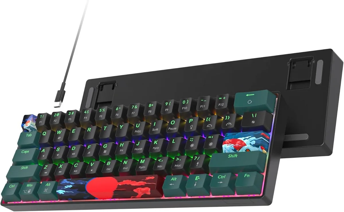 usbroway usbroway 61 Green 60% Gaming Keyboard 61 Keys Red Switch 18 Backlight Modes — product photo