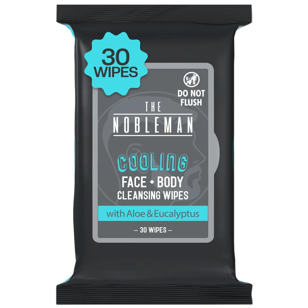 Rectangular plastic tub with flip-top lid, 30-count cooling wipes inside