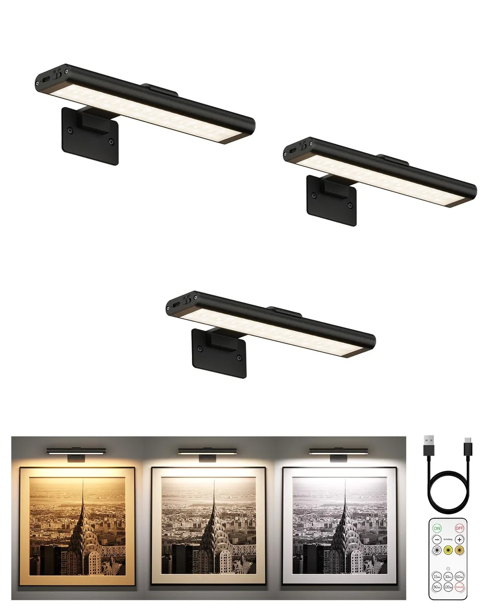 Three slim white aluminium bars 7.8in long with clear prismatic lenses and magnetic mounts