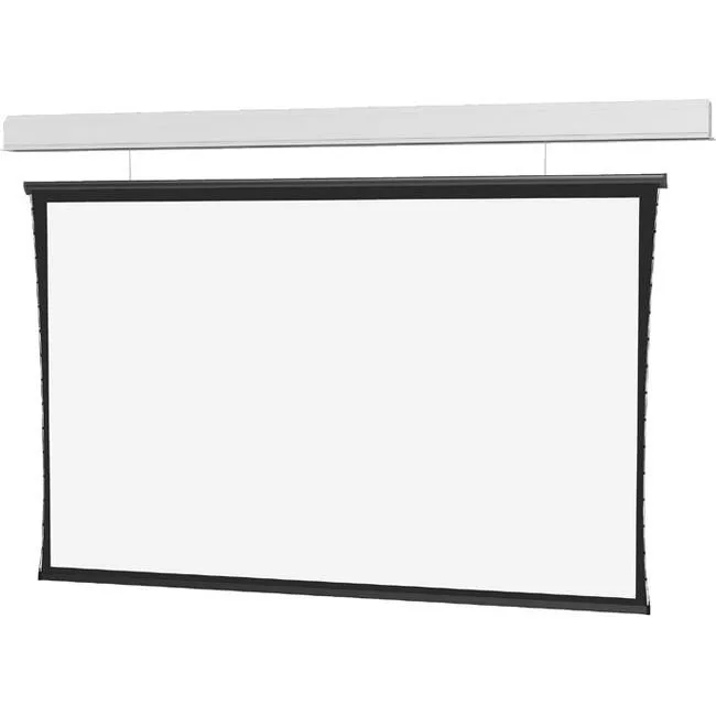 White rectangular electric projection screen housing 159 inch 16:9 format recessed mount