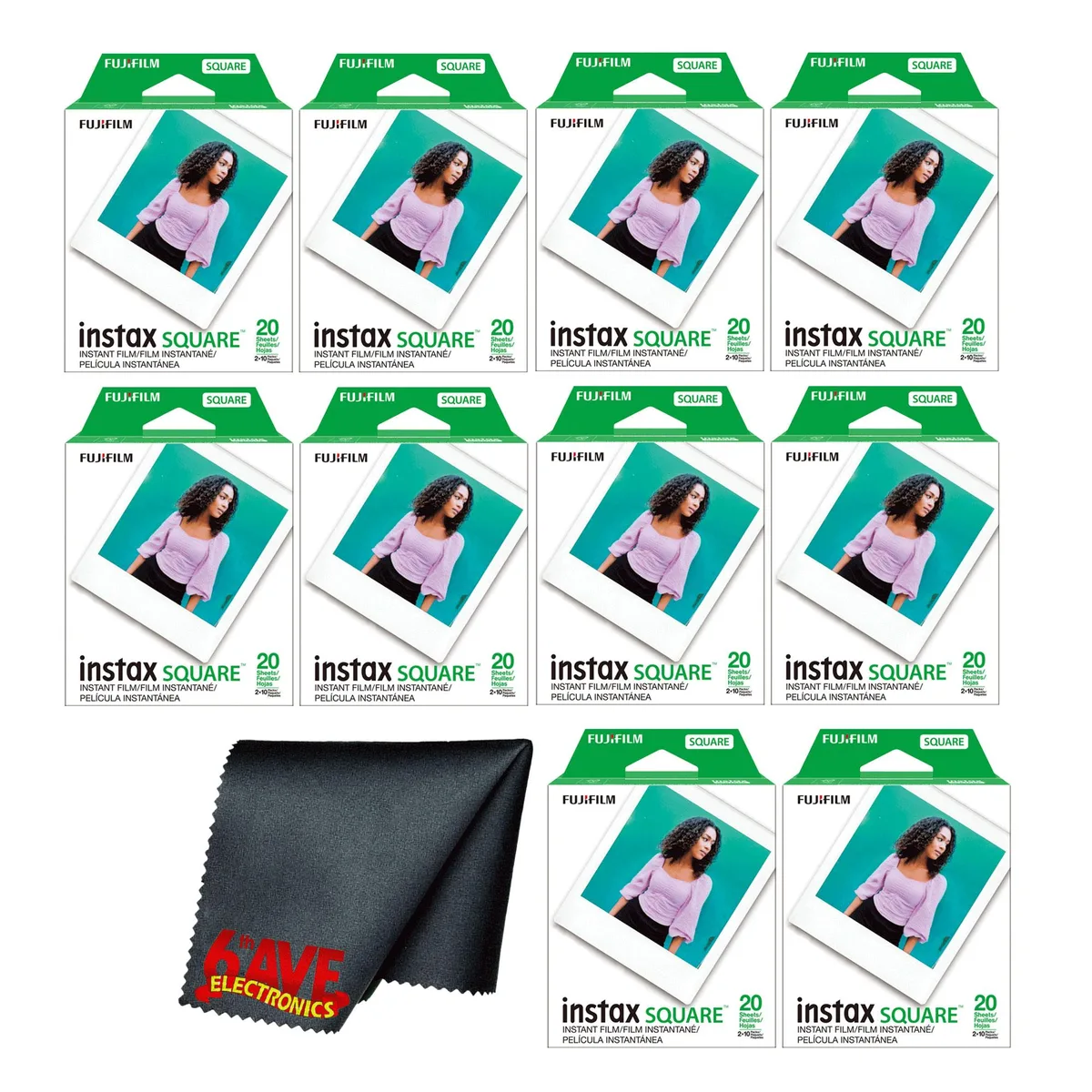 FUJIFILM FUJIFILM instax SQUARE Instant Film 200 Exposures + Microfiber Cloth — product photo
