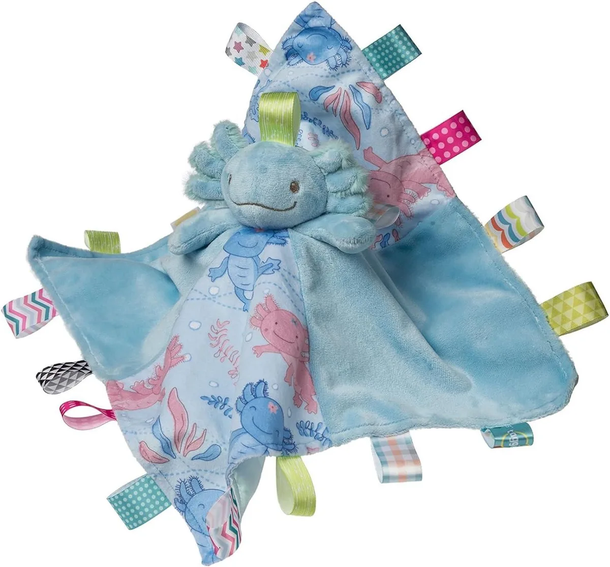 Mary Meyer Stuffed Toys Mary Meyer Taggies Soothing Sensory Security Blanket Fizzy Aqua Axolotl 13x13 inch — product photo