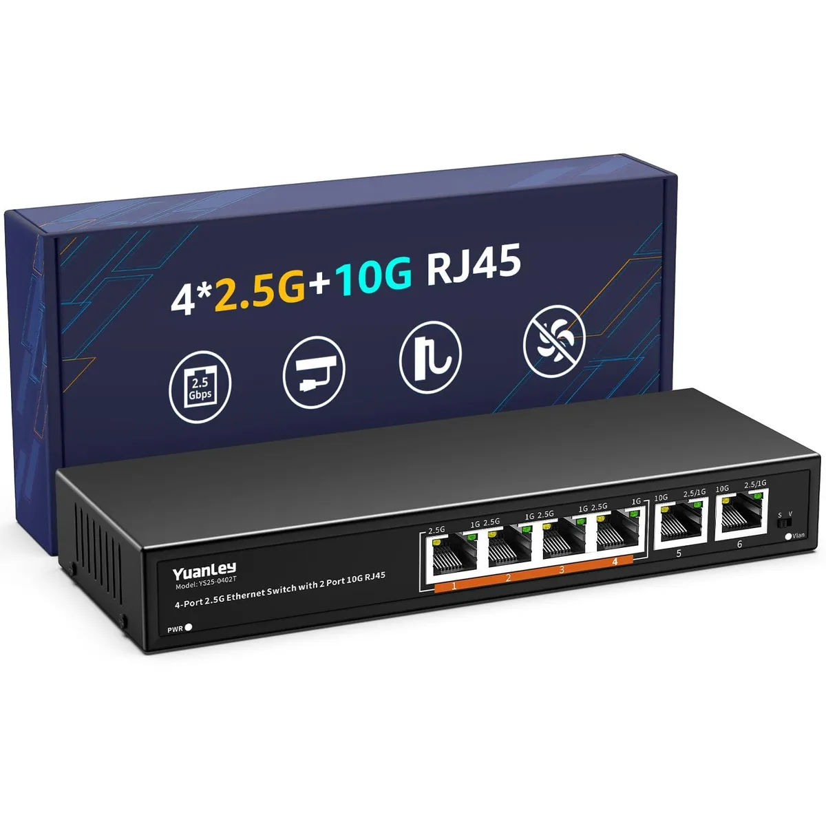  NETGEAR ProSafe YS25-0402T 6-port network switch 4×2.5G 2×10G — product photo
