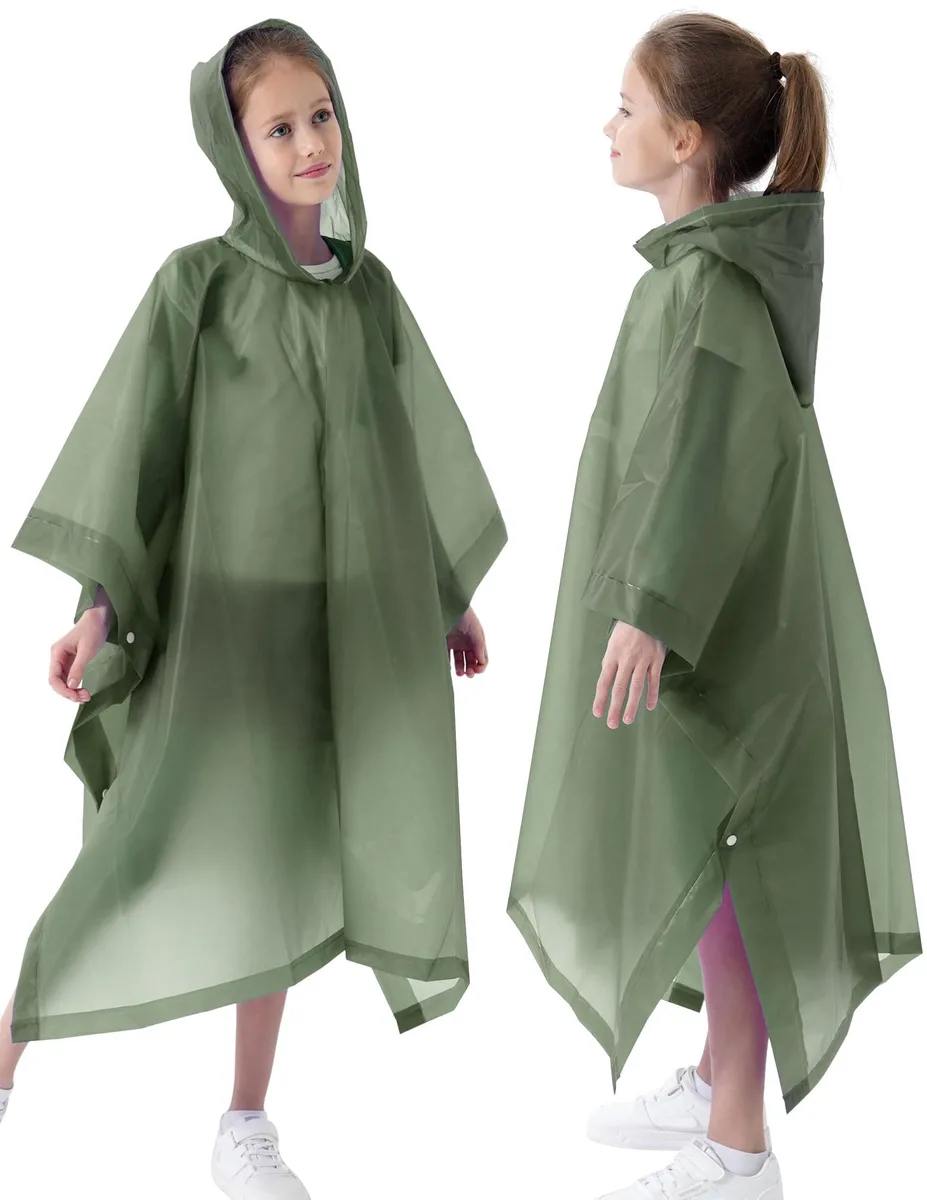  HOOMBOOM Kids Rain Poncho 2 Pack EVA Green Size S — product photo