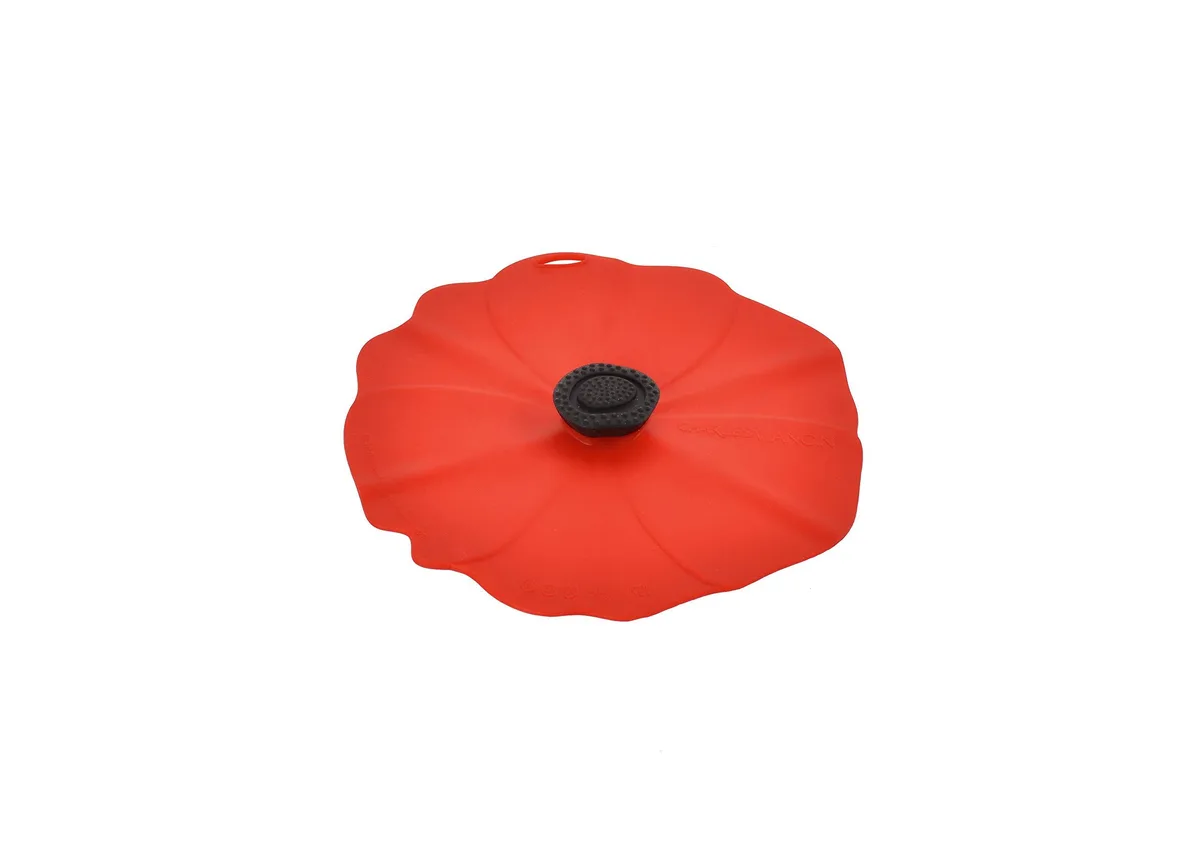 Red round silicone poppy lid cover 15 cm diameter