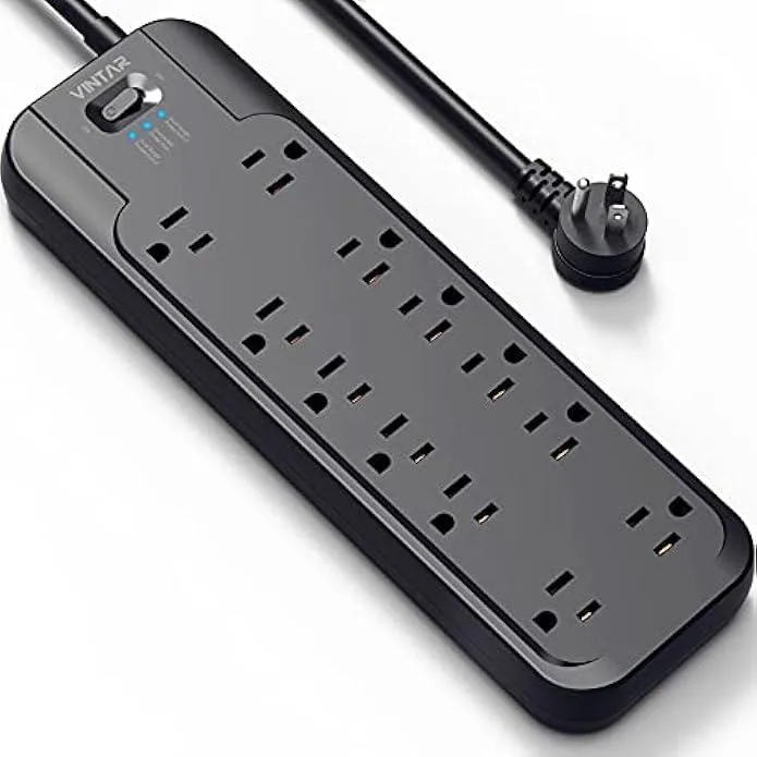 TAURKENAM TAURKENAM 12-outlet surge protector power adapter 4800 joules 1875W 6ft — product photo