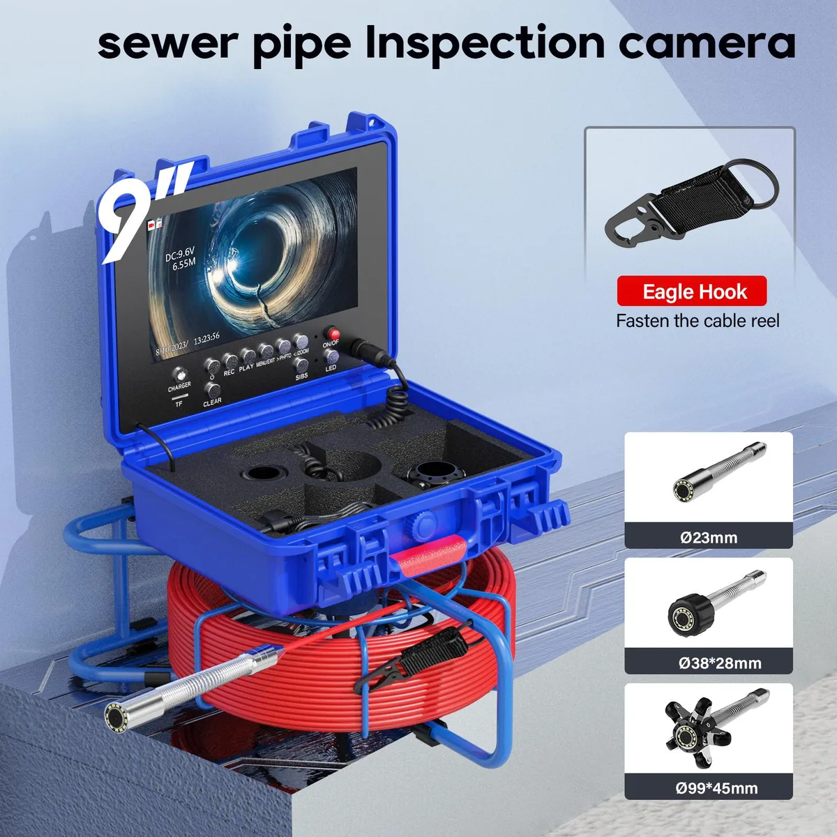 visiPower visiPower 9" DVR 23mm Pipe Inspection Camera 30m Cable 512Hz Sonde — product photo