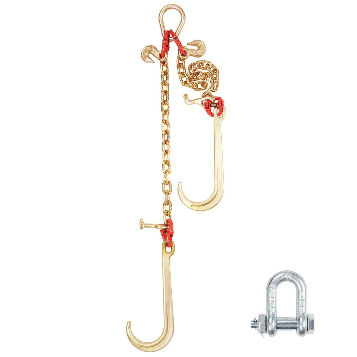 VEVOR VEVOR G80 V Bridle Chain 3/8" 2 ft 15" J T Grab Hooks 15600 lbs — product photo