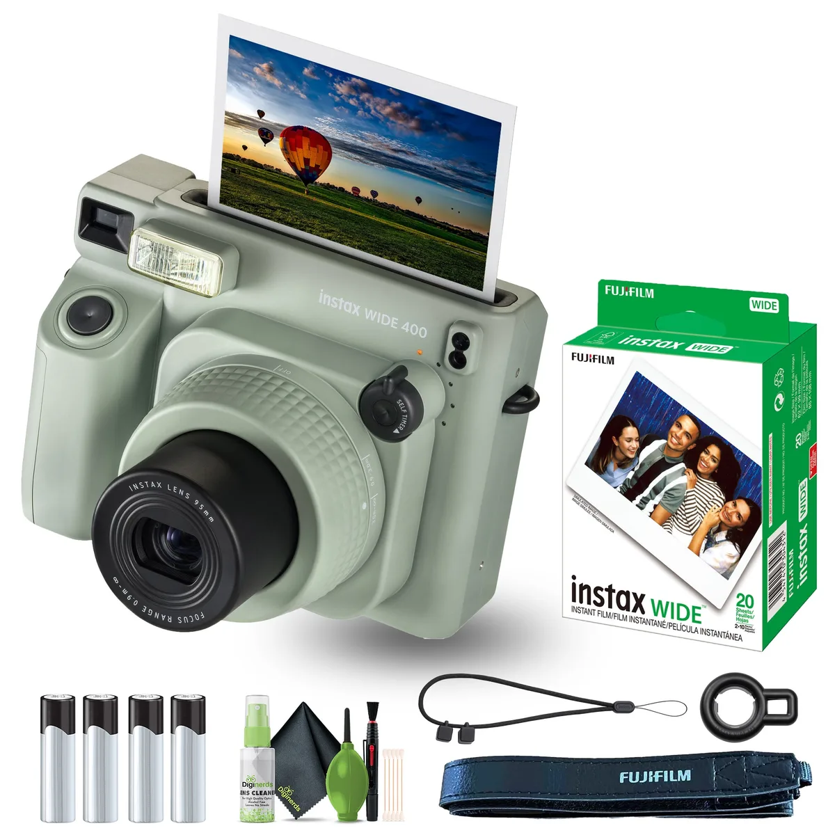 FUJIFILM FUJIFILM Instax Wide 400 Green film camera with film bundle — product photo