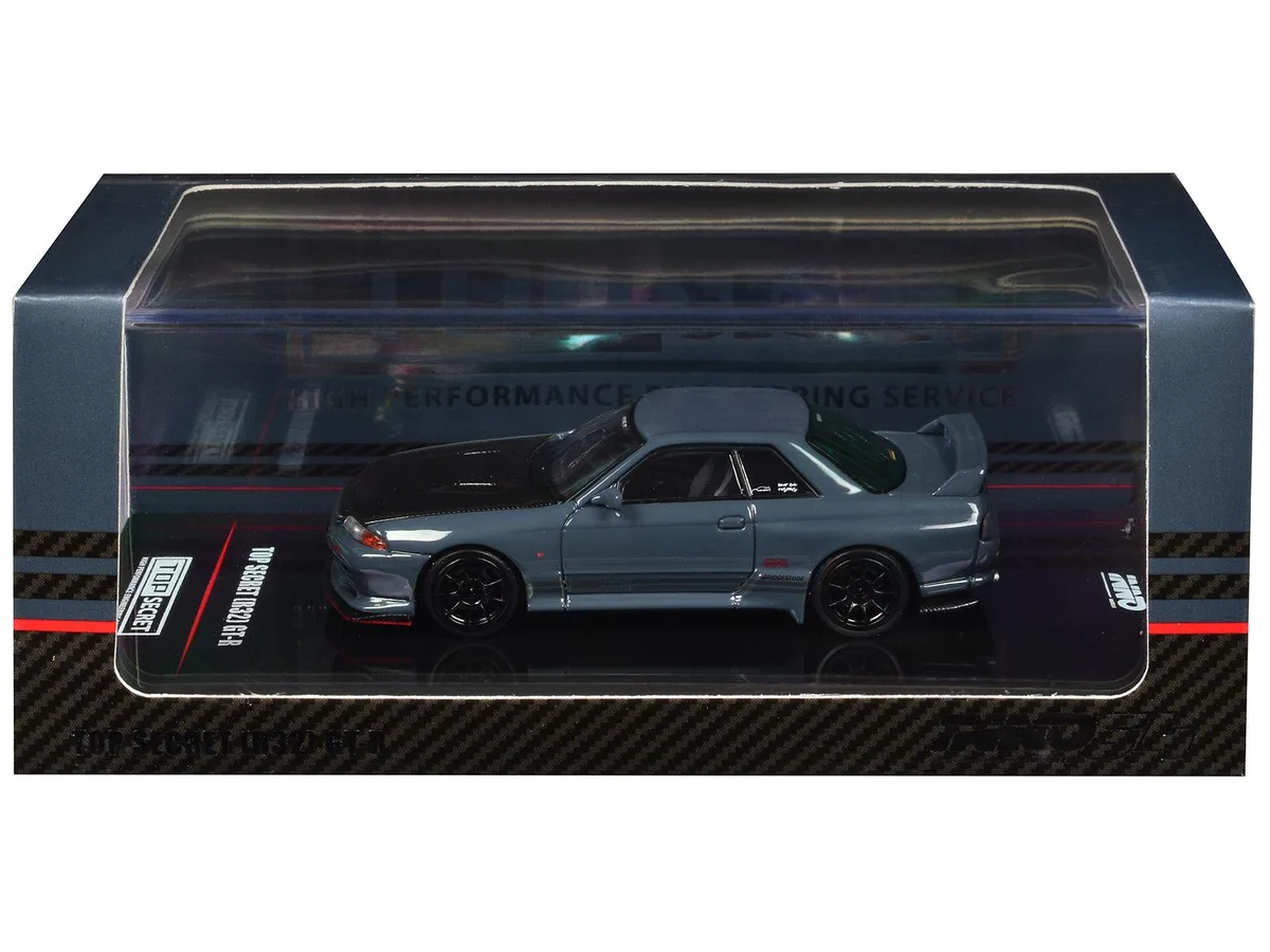 Inno Models Inno Models Nissan Skyline Top Secret GT-R R32 RHD Stealth Gray Carbon Hood 1/64 Diecast — product photo