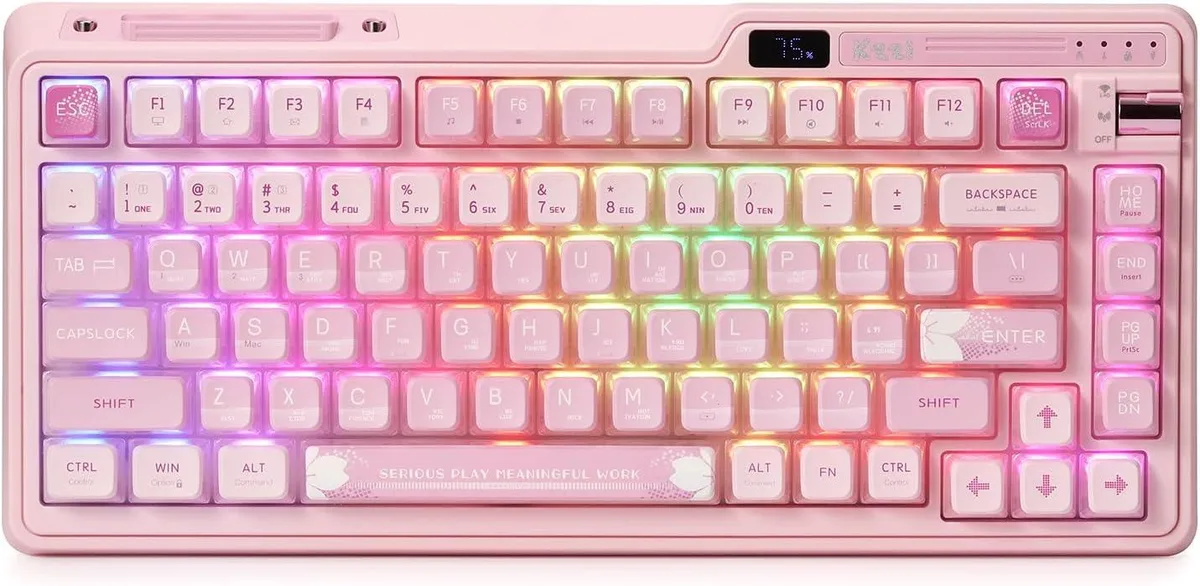 BFKK BFKK PRO RGB 75% Wireless Gasket Mechanical Keyboard Sakura Pink 82 Keys — product photo