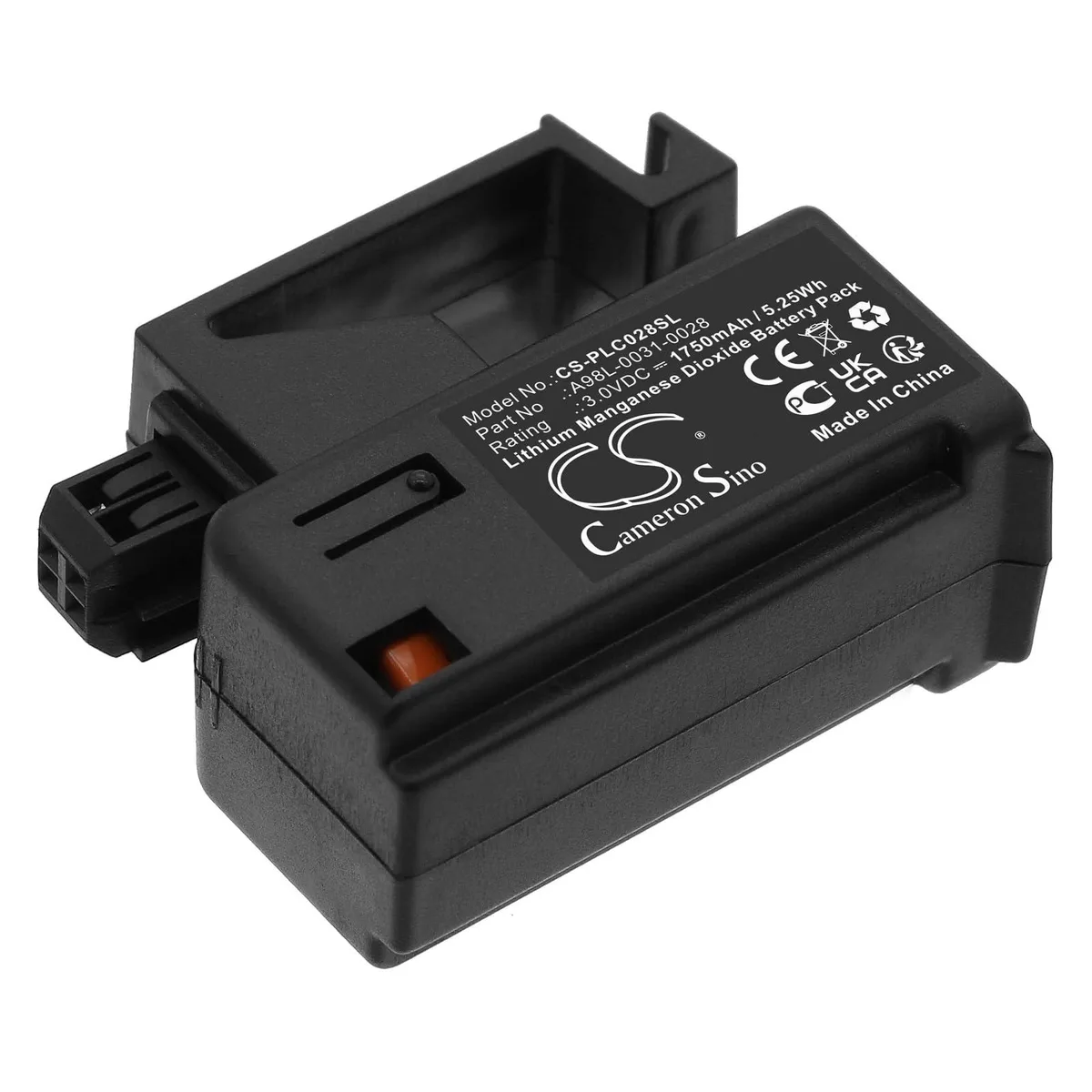 Rectangular lithium-polymer battery pack with wire connector, matte finish, compact industrial form