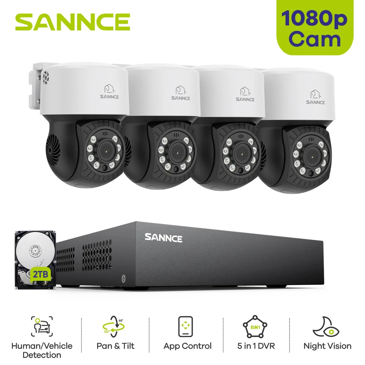 SANNCE SANNCE 8 Channel 1080P Surveillance Security System 2TB HDD 4 Camera — product photo