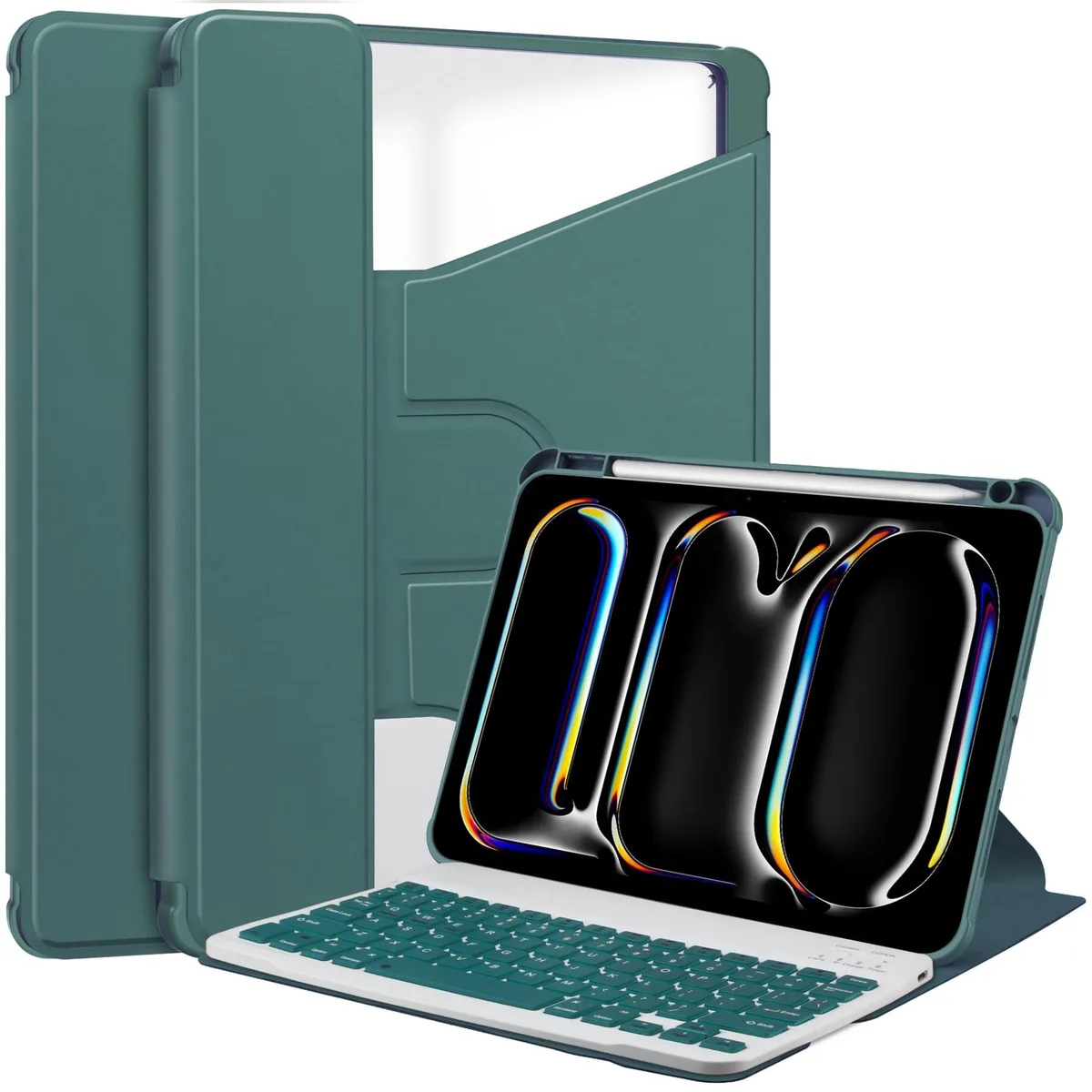 Dteck Dteck Rotating Smart Folio Case 11-inch M4/M5 2024/2025 Green 2 in 1 accessory — product photo
