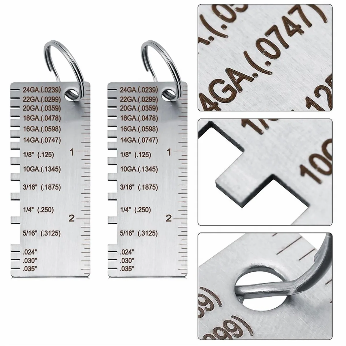 The Perfect Part The Perfect Part 2PCS Thickness Gage 7.2cm x 2.5cm Stainless Steel 14 Sizes — product photo