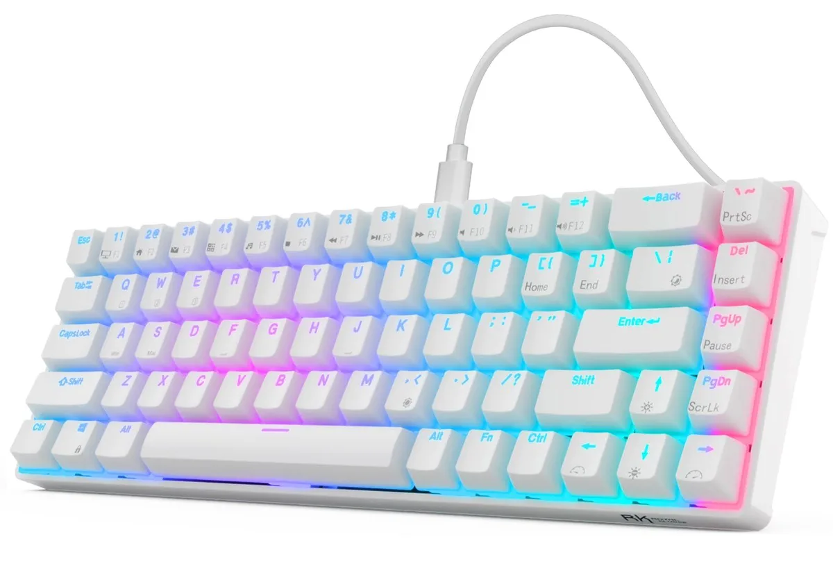 GE RK68 Wired Red Switch White 65% Compact Mechanical Gaming Keyboard — product photo