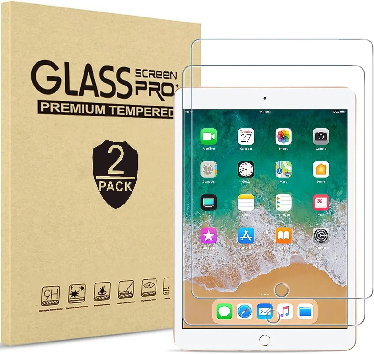 Werleo Werleo A1893 9.7 inch tempered glass screen protector 2 pack — product photo