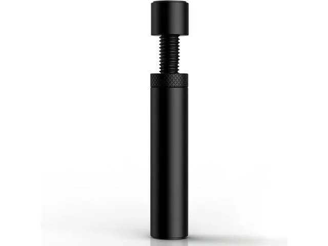 Black aluminium GPU support bracket with magnetic base and adjustable screw, L-shaped form factor