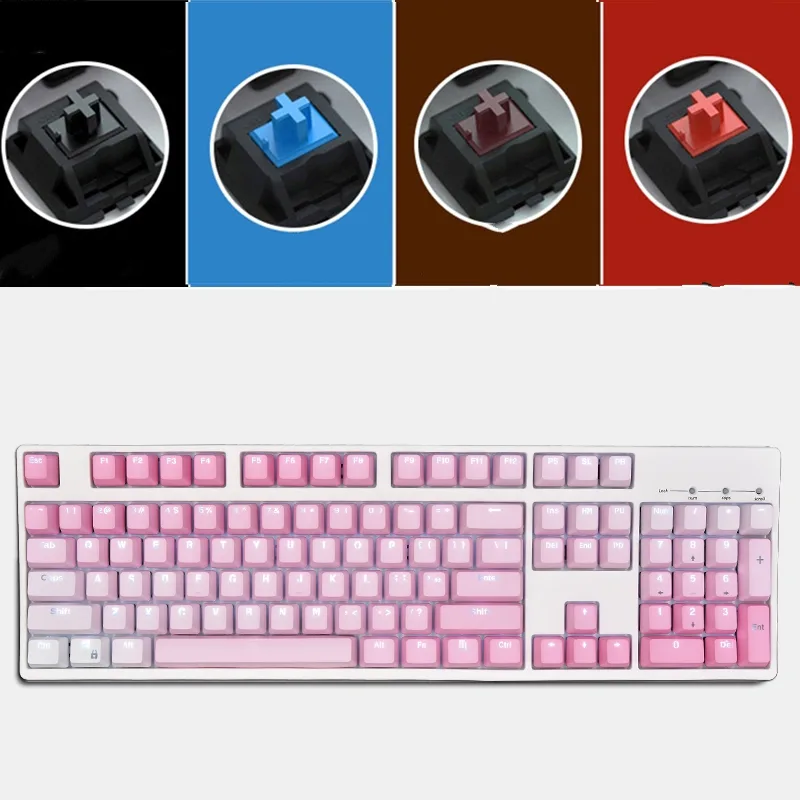 Corn Electronics Corn Electronics X-104 Pink Cherry MX Brown Gaming Keyboard White Light Valentine's Day Version — product photo