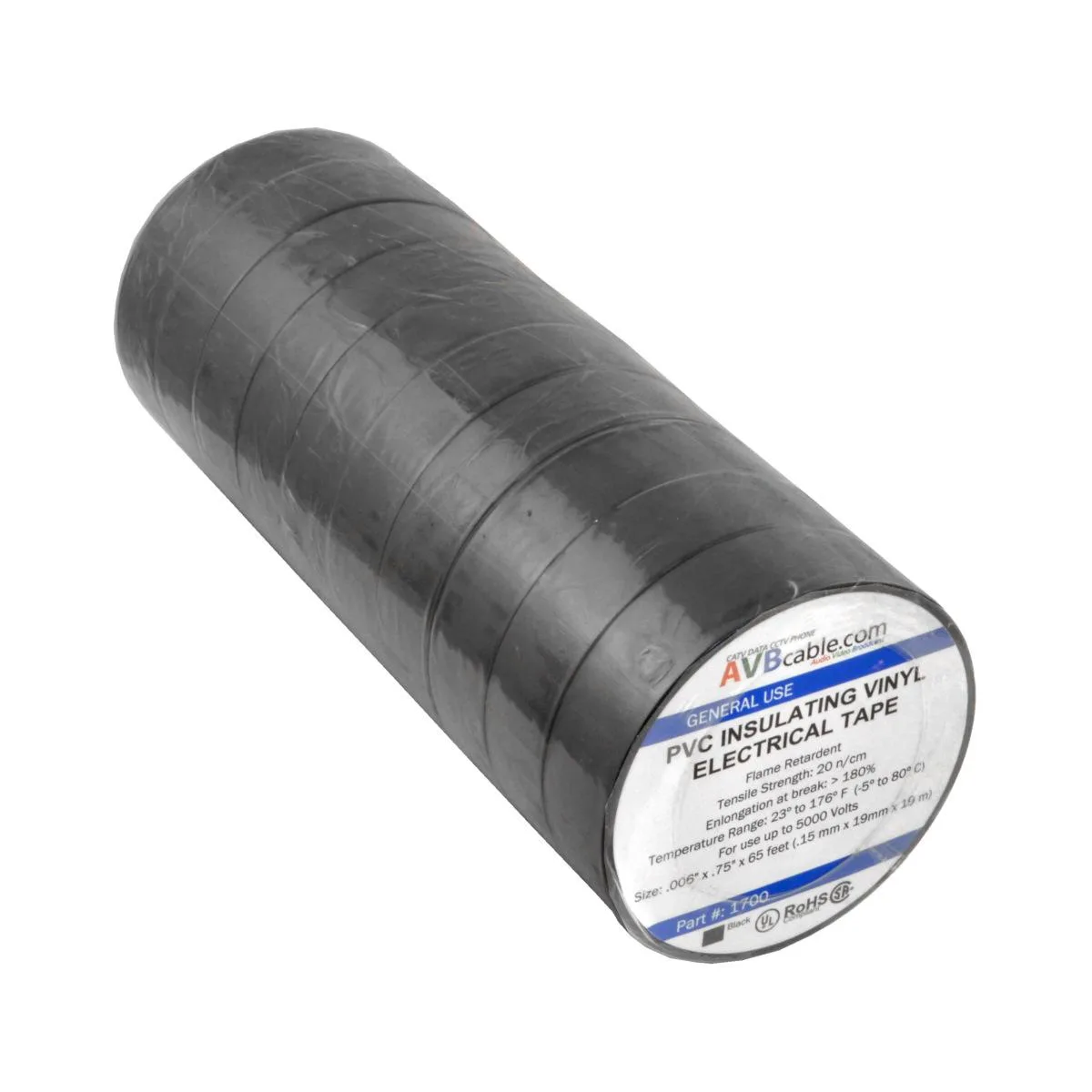 AVB Cable AVB Cable Electrical Tape 3/4" x 66' 10 Rolls Black — product photo