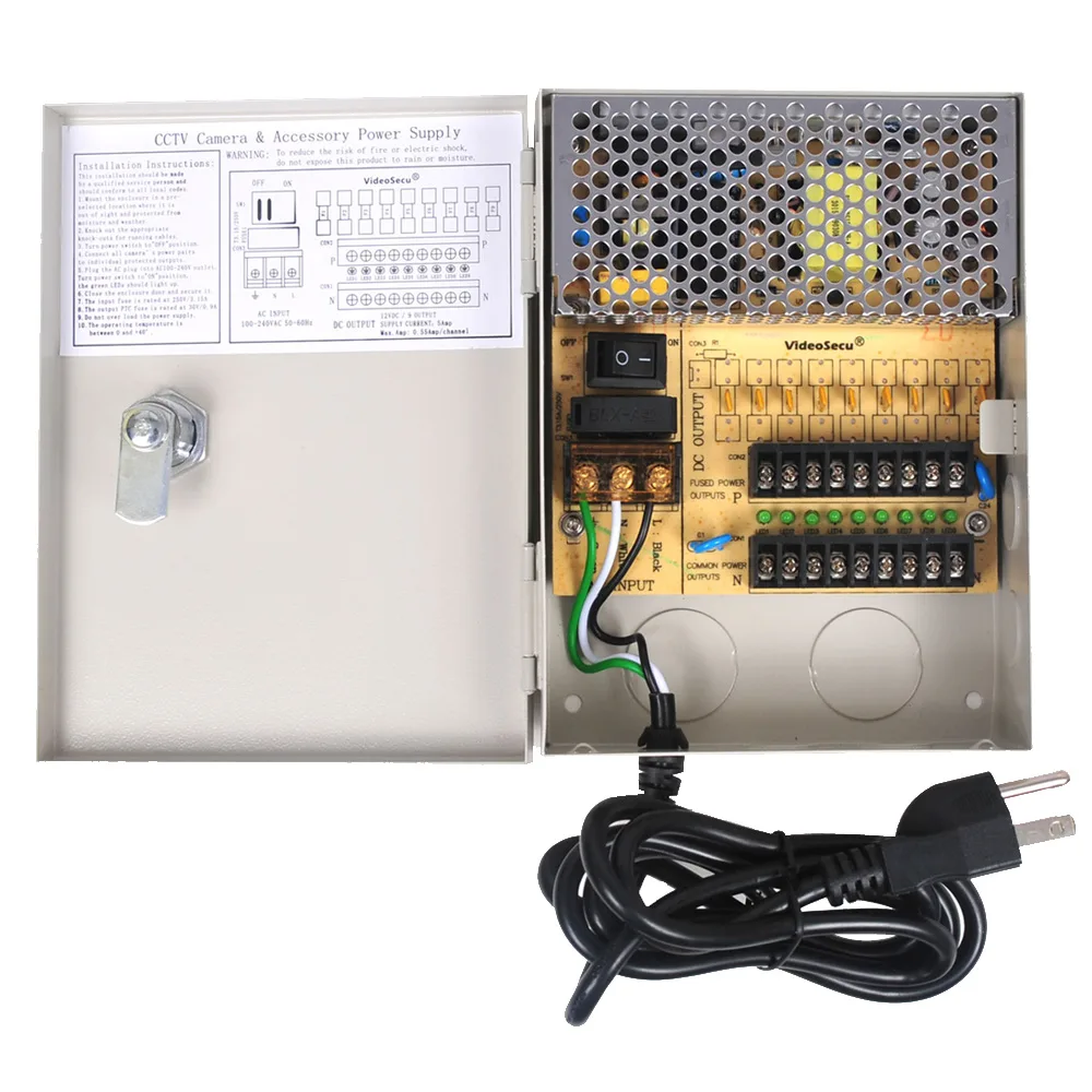 VideoSecu VideoSecu PWD91A 9-channel 12V DC power supply box — product photo
