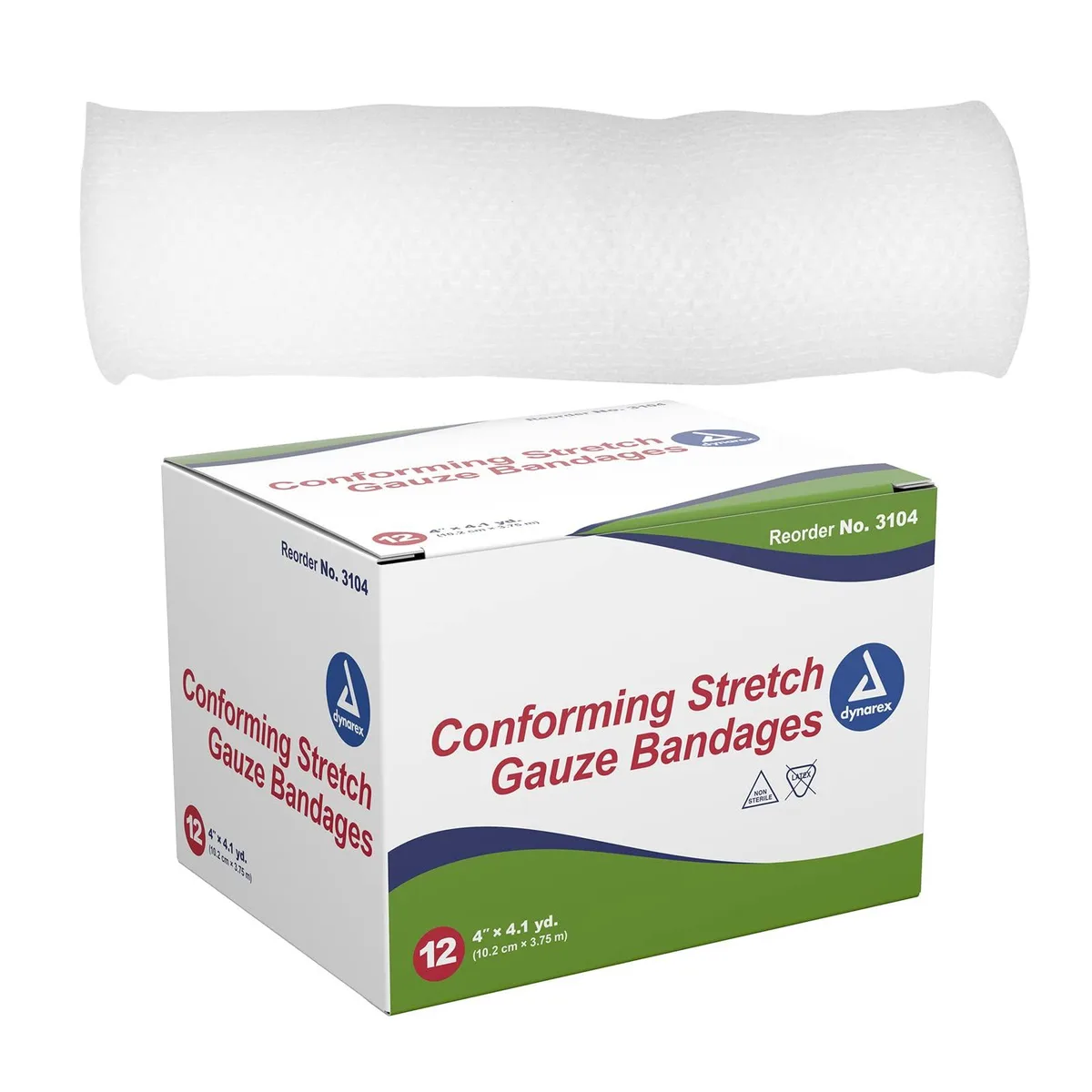 Dynarex 3104 Stretch Gauze Bandages 4" x 4.1 yds 12 Count — product photo