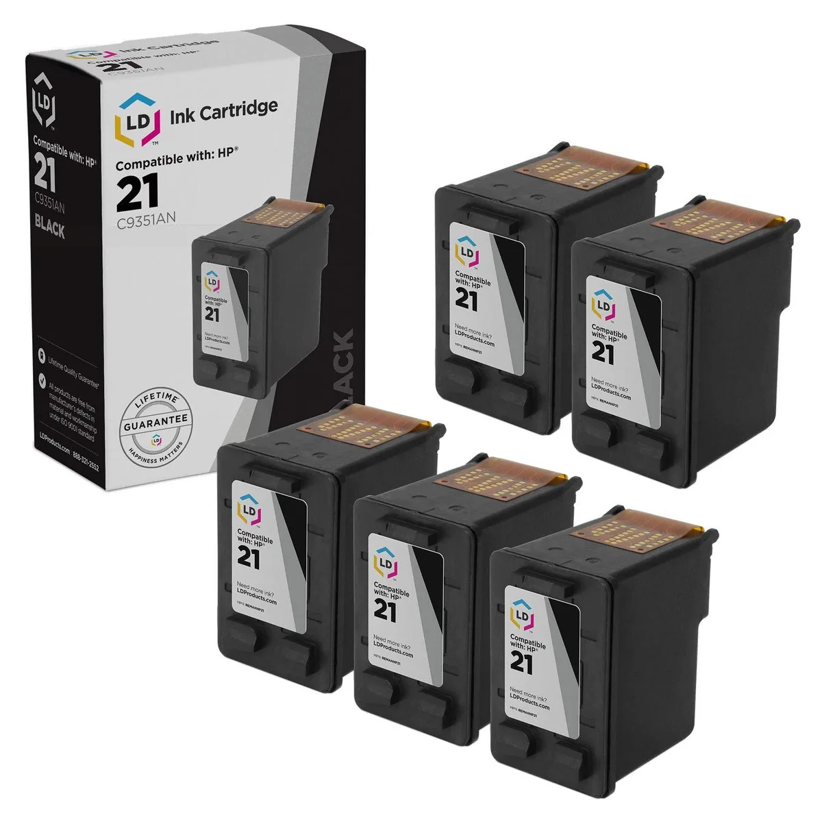 LD Products LD Products HP 21 Black Ink Cartridge 5-Pack 190 Pages — product photo