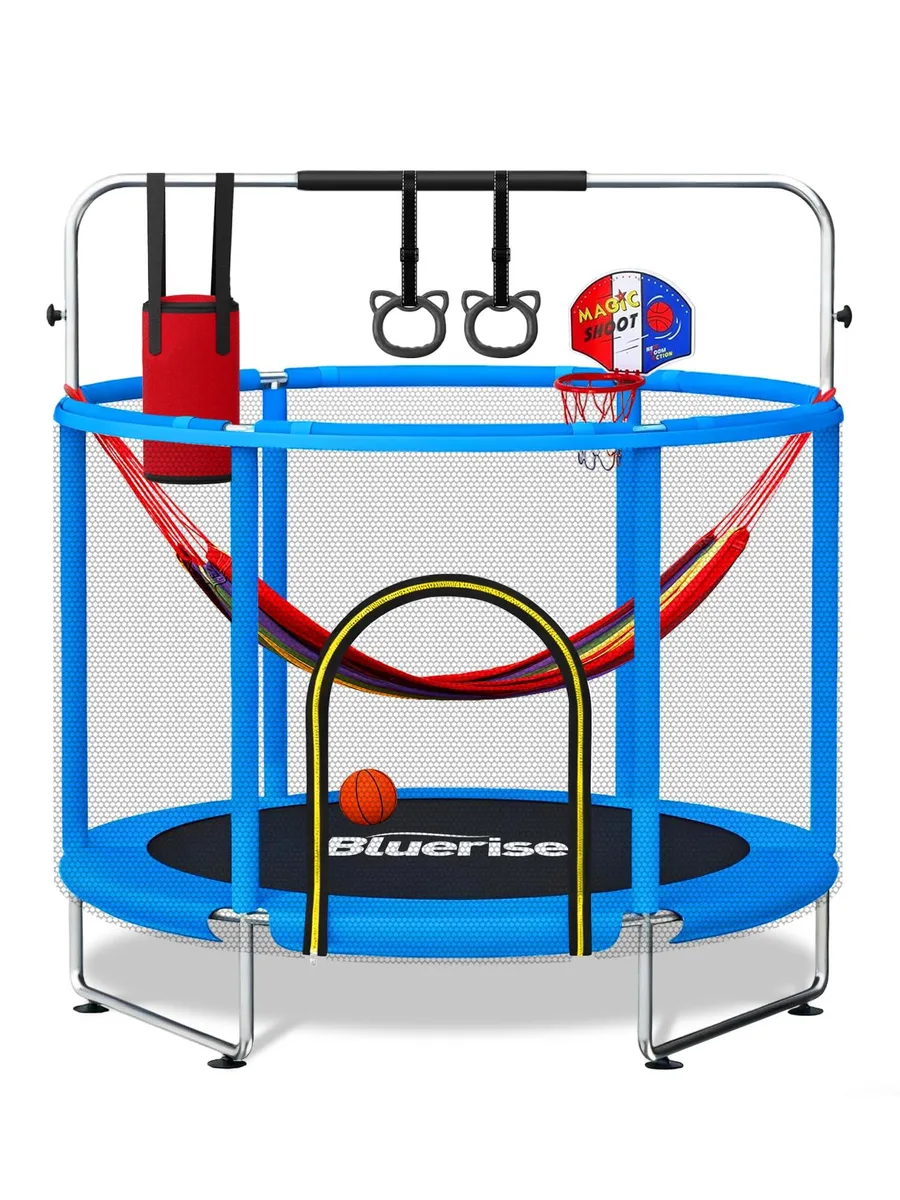 BLUERISE 55IN 6-in-1 Toddler Trampoline Blue Sandbag — product photo