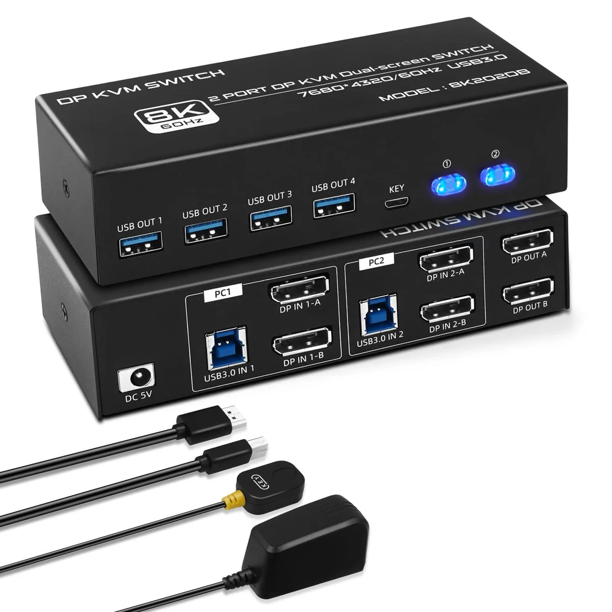 BUCIER BUCIER KS935 8K DP KVM Switch 2 PC 2 Monitor — product photo