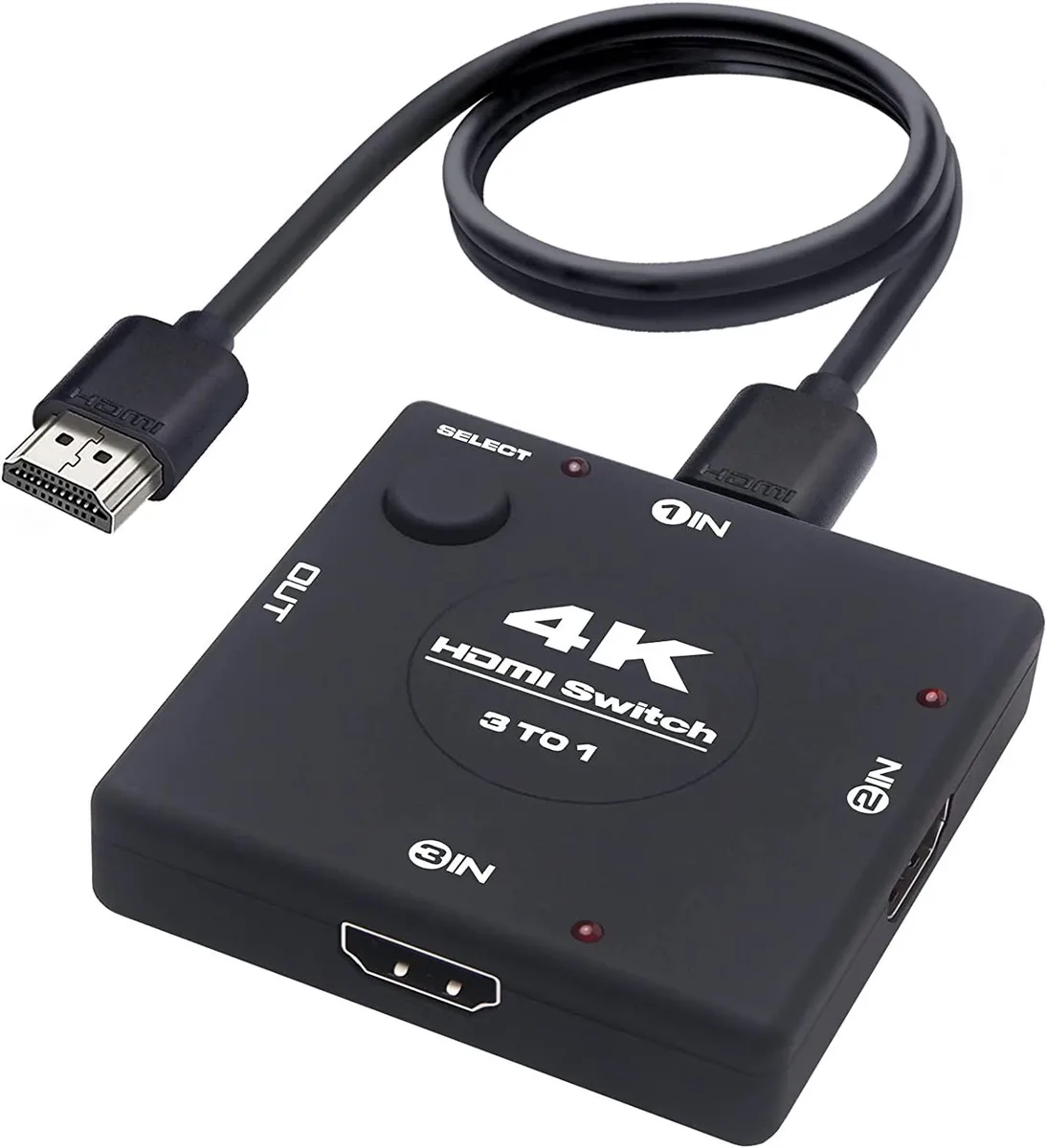 Jansicotek Jansicotek OZQ6-2 3x1 HDMI video switch 4K60Hz 18Gbps 3.9FT cable — product photo