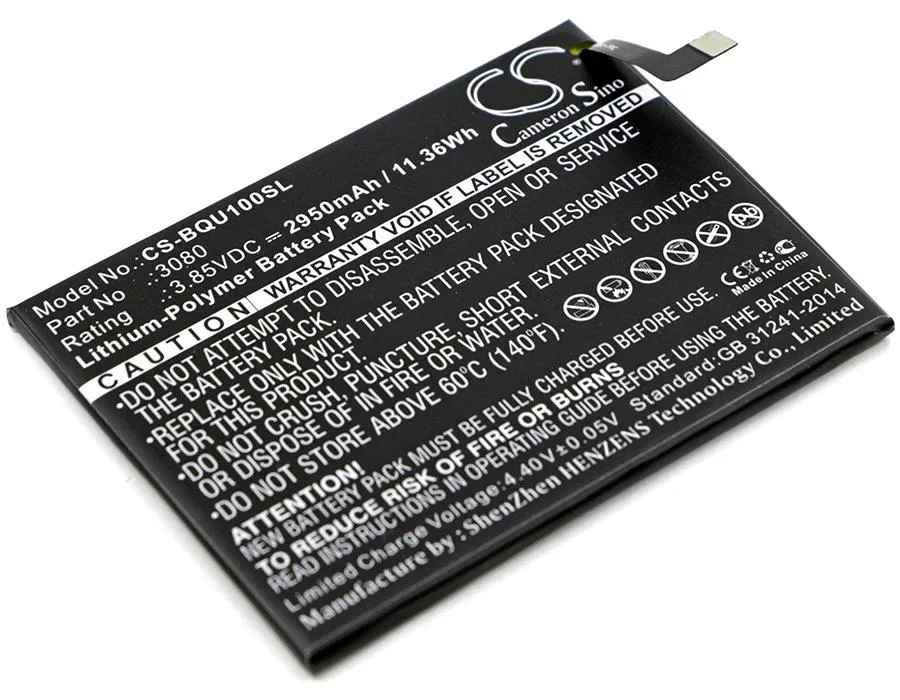 Rectangular lithium-ion smartphone battery, dark grey plastic casing, gold contact strip on one edge