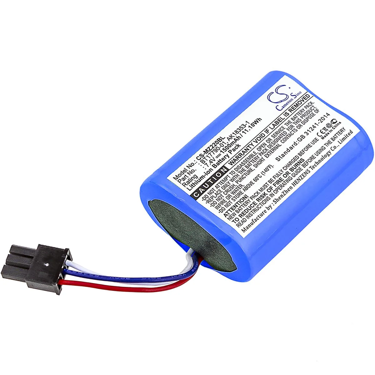 Centenex Electronics Centenex Electronics DS-CS-MZ220BL 7.4V 1500mAh Li-ion battery for Zebra MZ220 MZ320 barcode scanner — product photo