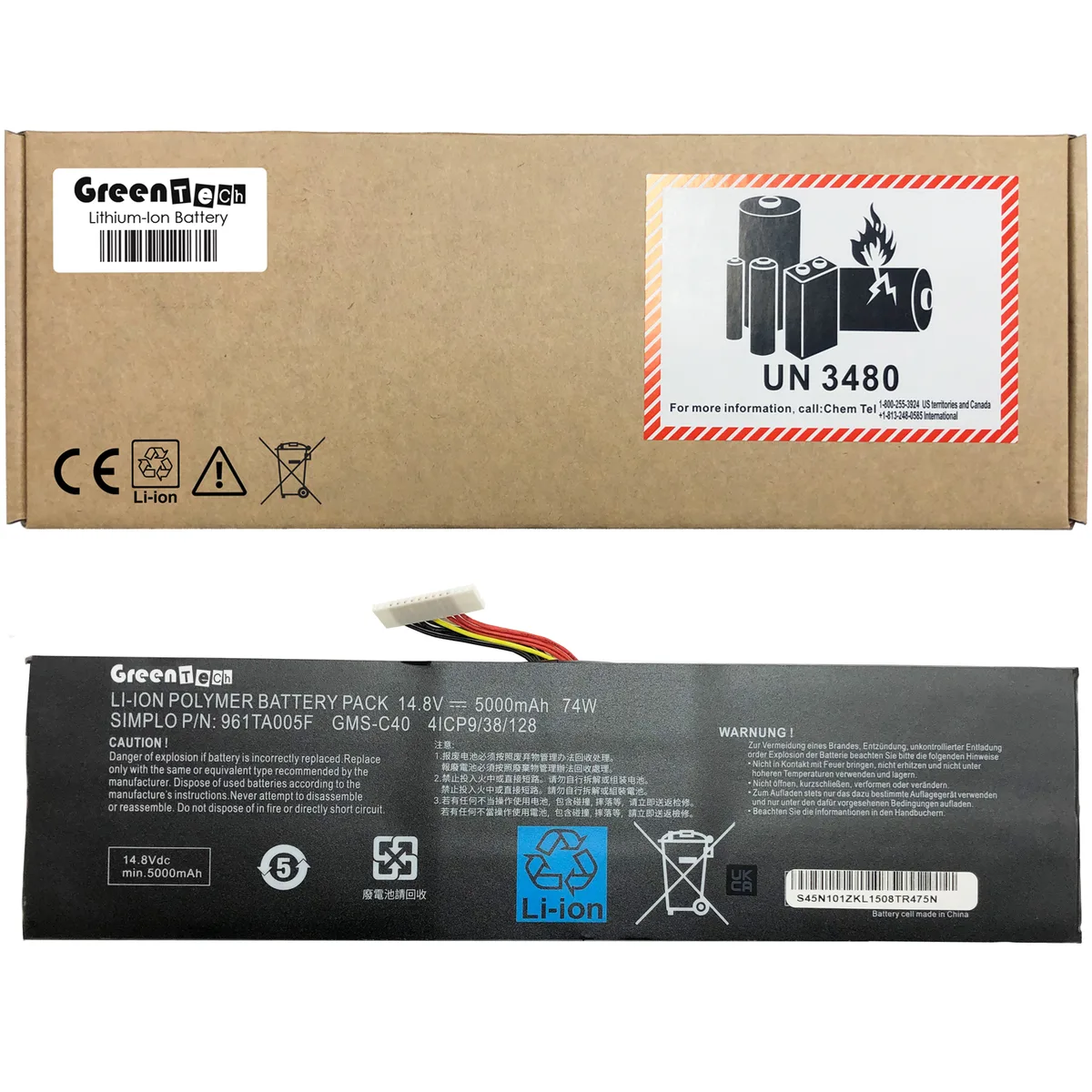 NShi NShi GMS-C40 laptop battery 74WHR 14.8V 5000mAh 4-cell black — product photo