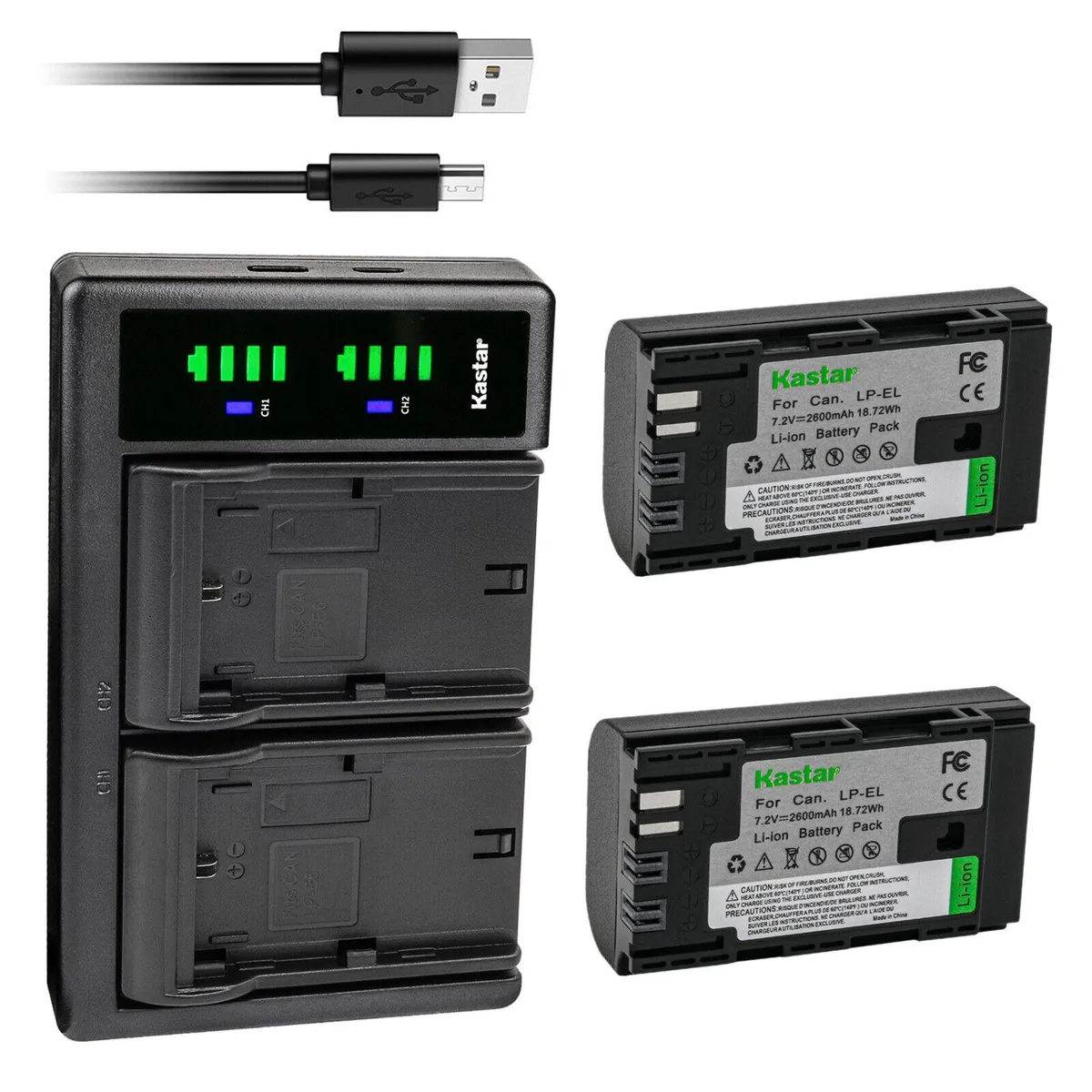 Kastar Kastar LP-EL 2-Pack 2600mAh 7.2V with LTD2 USB Dual Charger — product photo