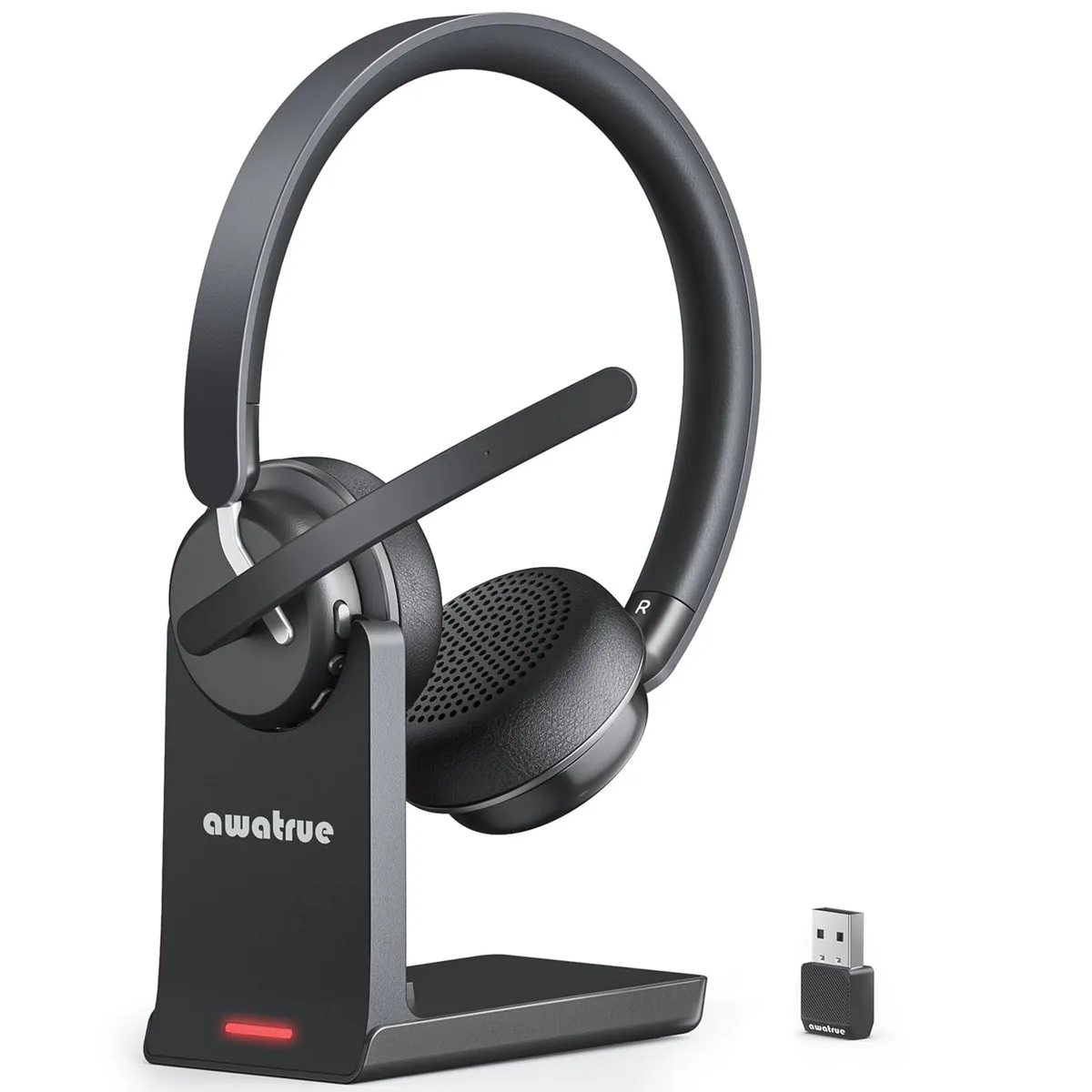  awatrue EH11 Wireless On-Ear Headset Black 30h Battery 2.4G Bluetooth — product photo