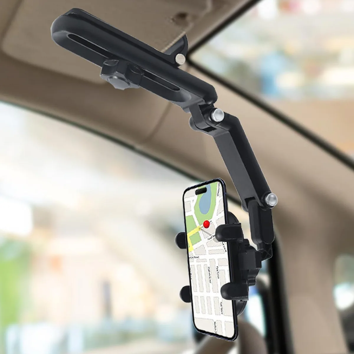 SOEWIOU SOEWIOU Sun Visor Phone Holder Black 360 Rotatable 4.0-7.1 inch — product photo