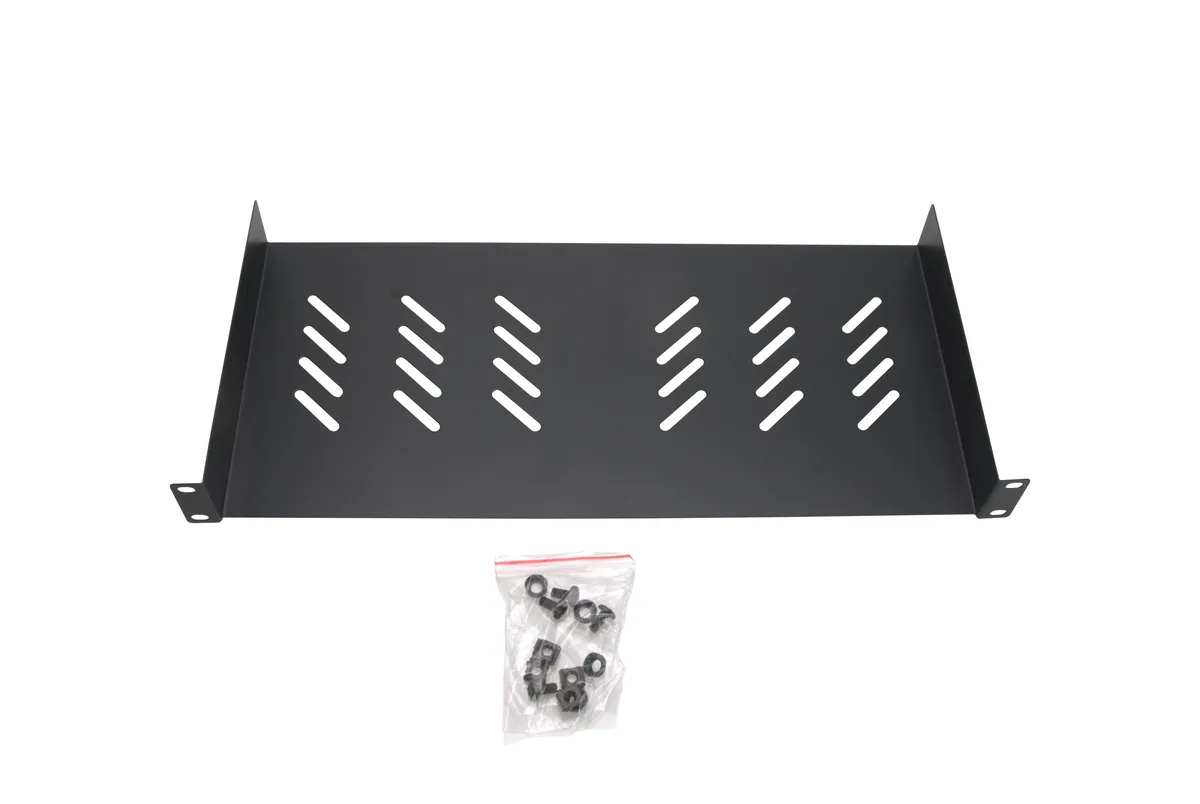 Cables Direct Online Cables Direct Online Universal Vented 1U 19" Rack Mount Shelf 8" (210mm) Deep, No Lip — product photo