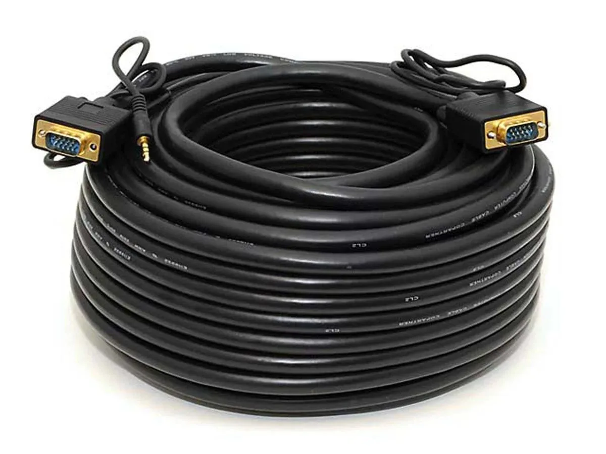 Monoprice Inc. Monoprice 105364 100ft VGA HD15 M/M cable with stereo audio 3.5mm triple shielded — product photo