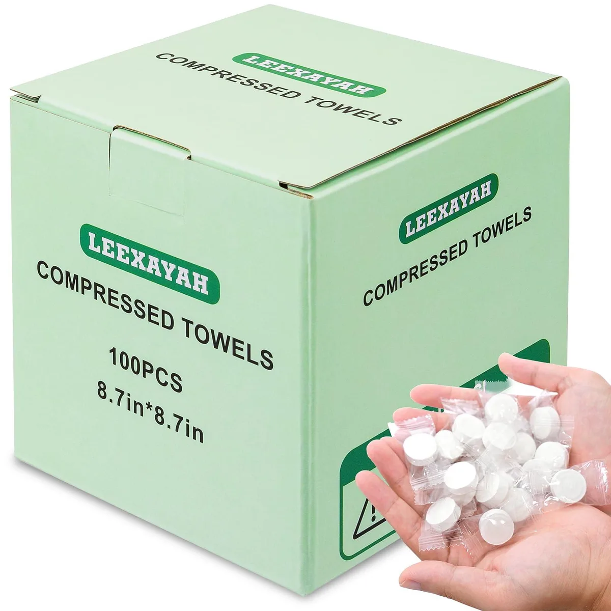  leexayah Compressed Towel Tablets 100 Count 8.7 in — product photo