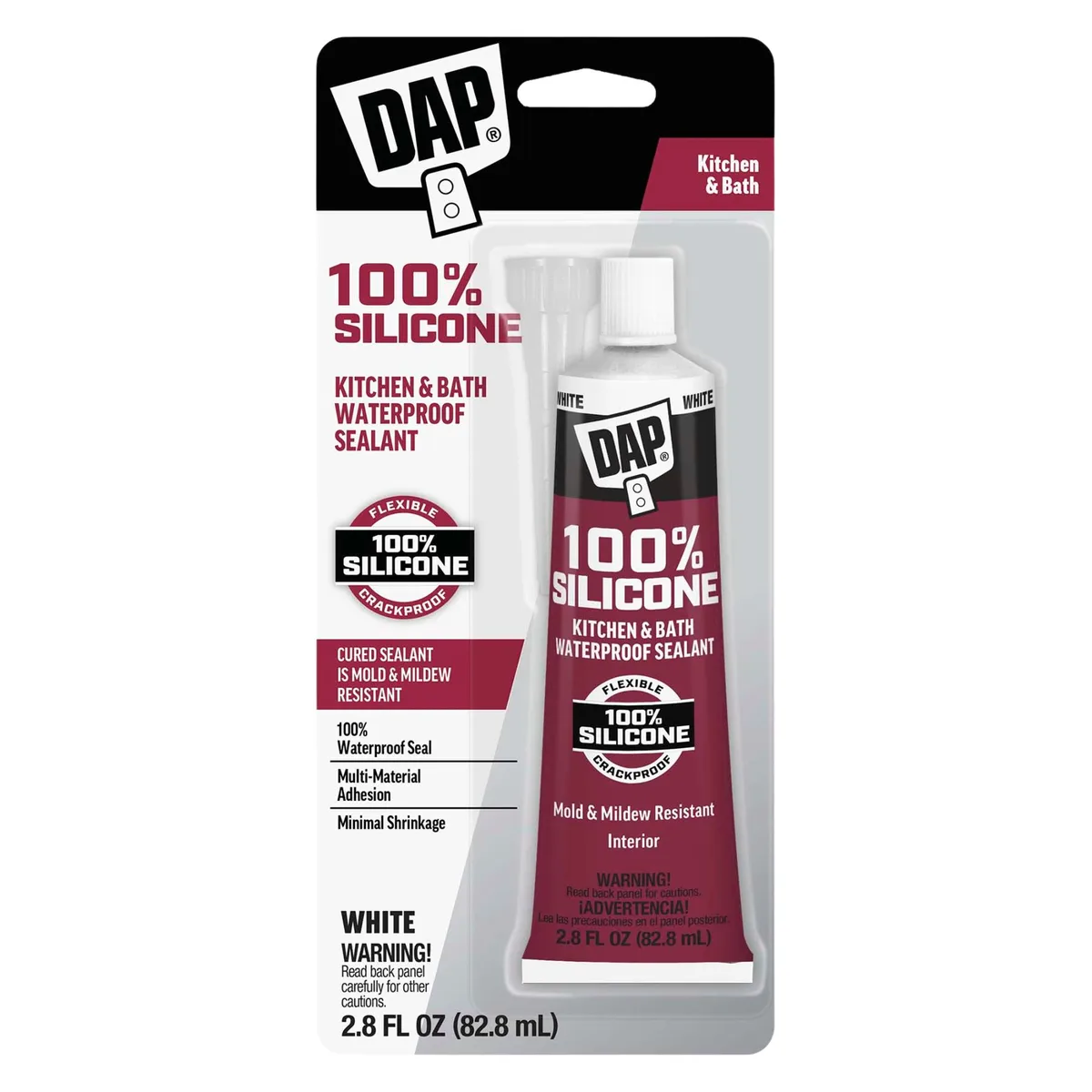 D.A.P. D.A.P. Kitchen & Bath 100% Silicone Rubber Sealant 2.8 fl oz White — product photo