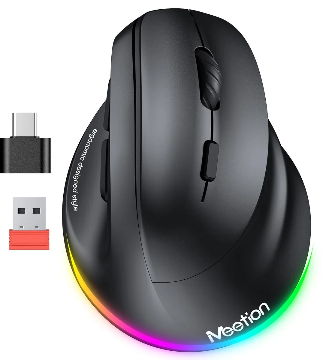  ASUS BTM010RR Ergonomic Vertical Gaming Mouse Black 16 Buttons Bluetooth 5.2 3.0 2.4GHz Wired — product photo
