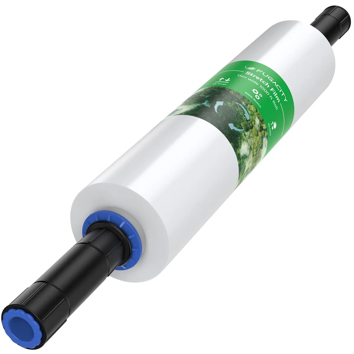 Clear plastic stretch film roll 15 inches wide with attached handles