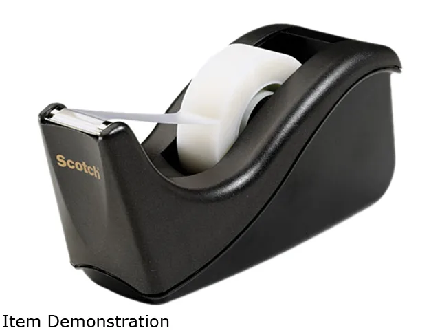Black desktop tape dispenser with wave shape and weighted nonskid base