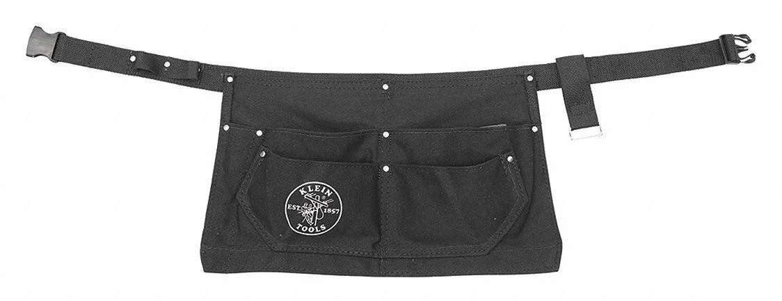 Black canvas tool belt with six pockets and adjustable 32-46 waist