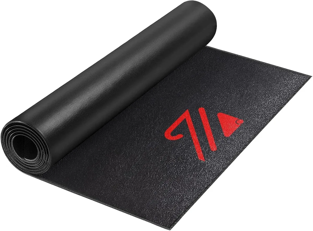 Rectangular black PVC exercise mat, 36 by 84 inches, 6 mm thick, smooth finish