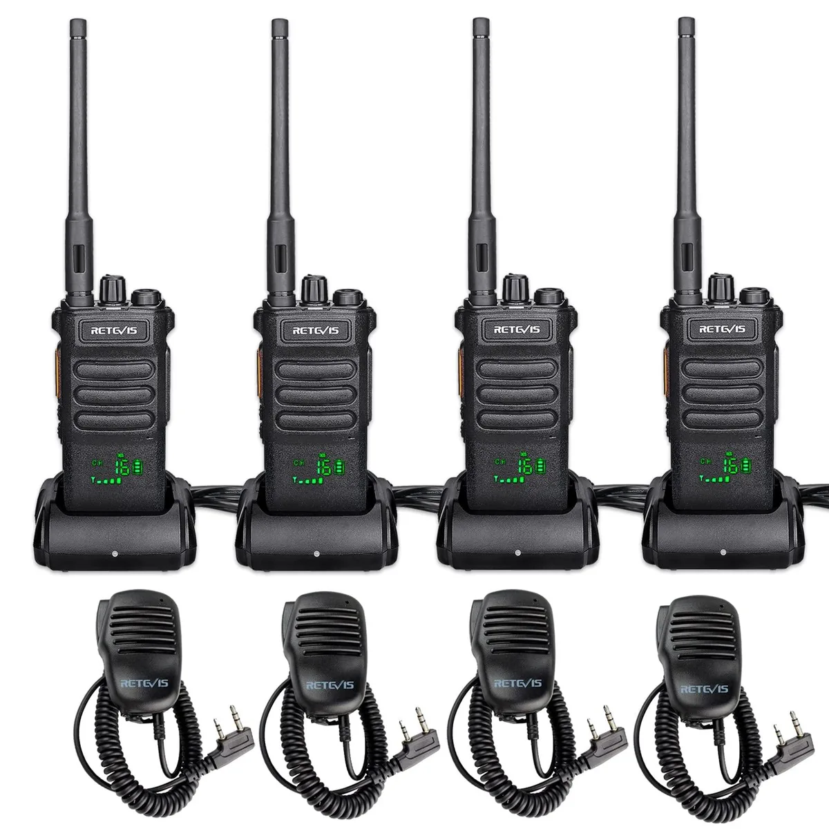 KEHIPI KEHIPI RT86 two-way radio 4 pack 16ch 2600mAh USB shoulder mic — product photo