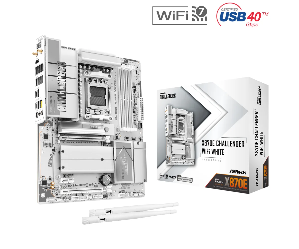 ASRock ASRock X870E Challenger WiFi White AMD motherboard — product photo