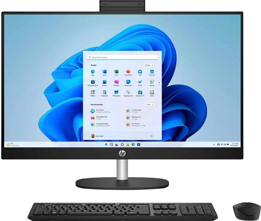 HP HP 27-cr0054 27" Touch All-in-One PC Ryzen 7 7730U 16GB 1TB SSD Jet Black — product photo